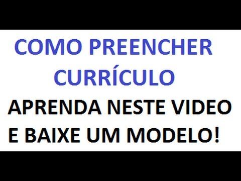 Exemplo Pr&aacute;tico de Curriculum Vitae Preenchido